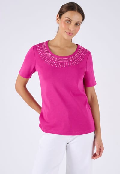 Damart - T-shirt met sieraaddetail - Dames - Violet - L