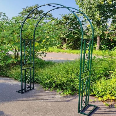 Tuinboog Metaal - Rozenboog - Planten Ondersteunen - Robuust Gepoedercoat - 220cm Hoog - Groen