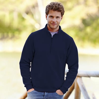 Fruit Of The Loom Heren Premium 70/30 Ritssluiting Neck Sweatshirt (Donker Marine)