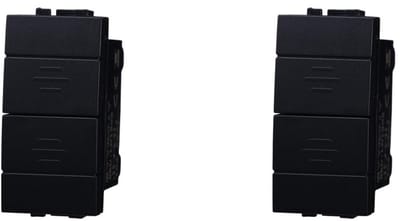 Dubbele Douchestang Knop - Drukknop Schakelaar - Installatie Elektronica - Interlock Functie - 10A - Zwart