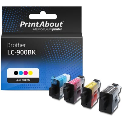 PrintAbout huismerk Inktcartridge LC-900BK 4-kleuren Multipack Geschikt voor Brother