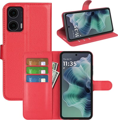 MobyDefend Hoesje - Geschikt voor Motorola Moto G35 - Kunstleren Wallet Book Case (Sluiting Voorkant) - Rood