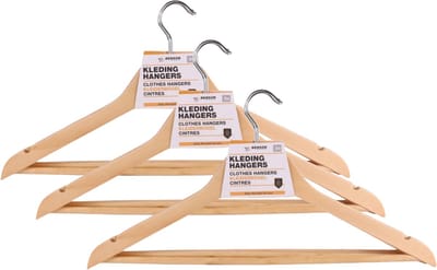 Benson Kledinghangers - 9x stuks - hout - anti slip - 45 cm - draaibare haak - kledingkast inruimen