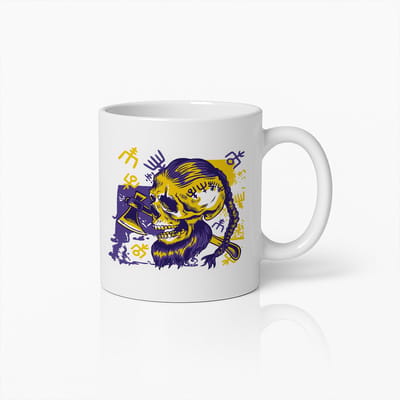 Viking Schedel Krijger Mok 330ml – Stoere Gotische Koffiebeker met Gevlochten Schedelontwerp – Perfect Cadeau voor Metaal- en Tattooliefhebbers