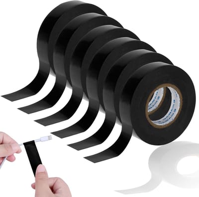 SnelShoppen - 6 Rollen Zwarte Isolatietape 20 mm x 20 m - PVC Tape - Zelfklevend - Waterdicht - Voor Isoleren, Repareren, Elektrische Kabelbundels