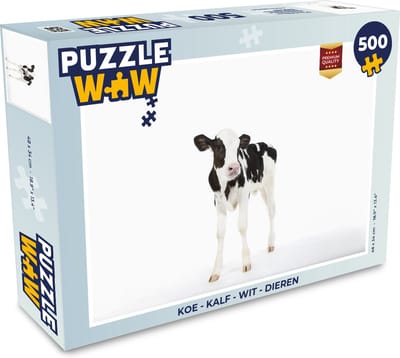 Puzzel Koe - Kalf - Wit - Dieren - Legpuzzel - Puzzel 500 stukjes