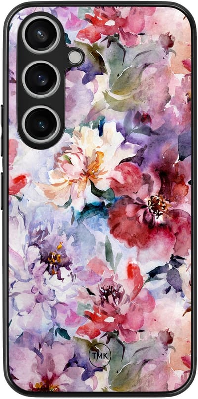 Hoesje geschikt voor Samsung Galaxy A55 - Bloemen acryl - Multi - TPU case - Bloemen - Hardcase zwart telefoonhoesje