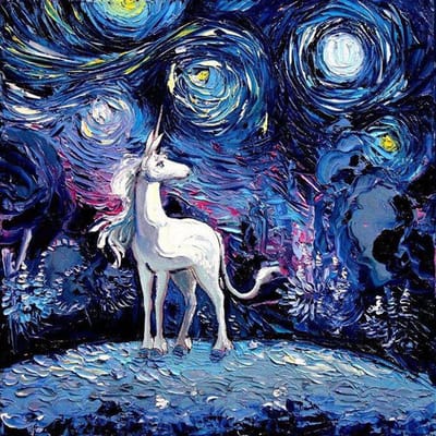 Peinture Diamant 5D Complète à Faire Soi-même Peinture Point de Croix Peinture à l'huile licorne Broderie Diamant 30X30CM blue