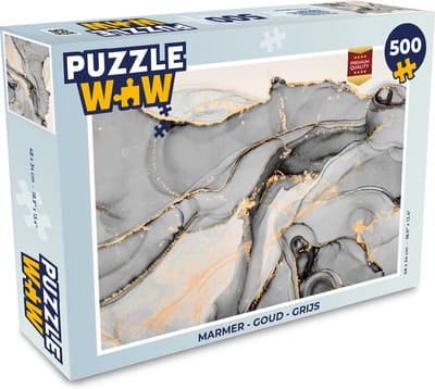 Puzzel Marmer - Goud - Grijs - Legpuzzel - Puzzel 500 stukjes