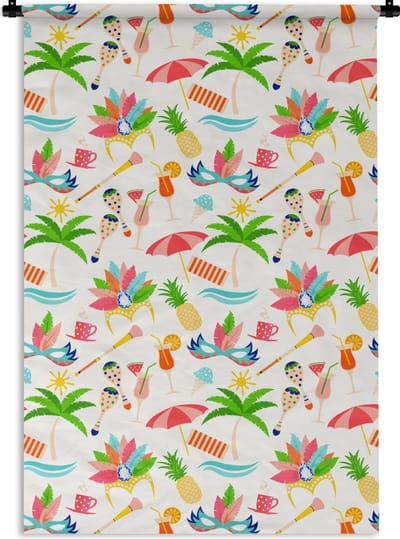 Wandkleed - Wanddoek - Patroon - Brazilië - Carnaval - 60x90 cm - Wandtapijt