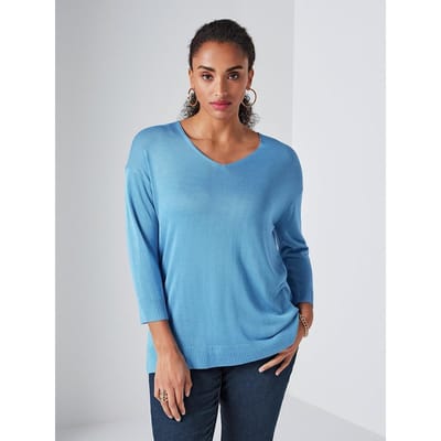 Trui V-hals Van Emilia Lay blauw