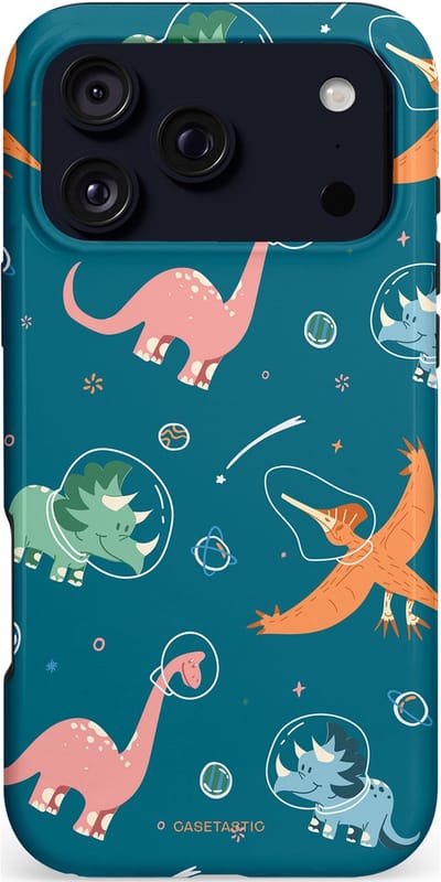 Casetastic hoesje geschikt voor Apple iPhone 17 Pro Max - MagSafe - Dubbellaagse bescherming - Ruimte raptors - Fashion Case - Petrol Perzik Groen