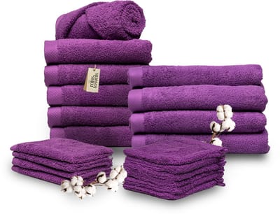 Miss Towels - Familieset - Paars - 5 Sterren Hotelkwaliteit Handdoeken - Badlakens - Gastendoekjes - Washandjes - 6+4+4+6 stuks - Made in Portugal