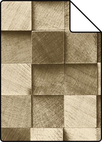 Proefstaal ESTAhome behang 3D-houtmotief donker beige - 26.5 x 21 cm - 138529-S