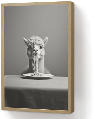 Wandlamp 40x60 cm - Oplaadbaar - Alpaca - Pasta - Zwart - Wit - Grappig - Dieren - Wandlampen binnen woonkamer - Slaapkamer lamp - Decoratieve nachtlamp - Vloerlamp draadloos