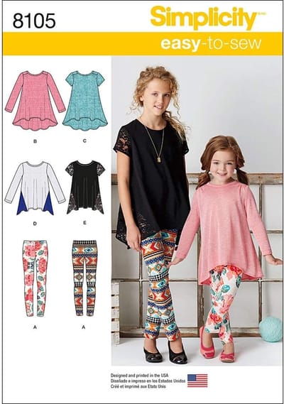 Kinder naaipatroon - Tuniek en legging - Zelf kleding maken - Eenvoudig patroon - Papieren formaat