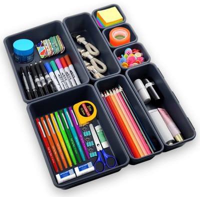 Unyqoos® Veelzijdige Set van 8 Lade-Organizers voor Bureau, Badkamer en Keuken