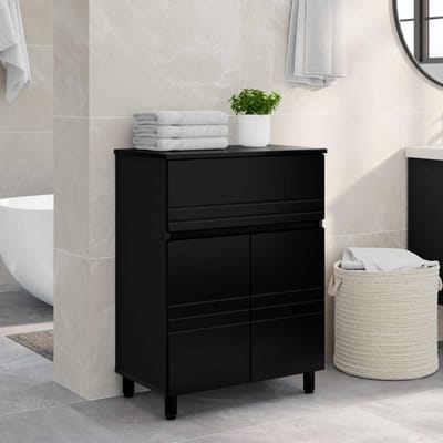 vidaXL - Badkamer - vaniteitsunit - Zwart - 60 - x - 35 - x - 80 - cm - Bewerkt - hout