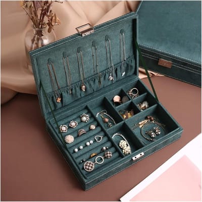 Juwelendoos Vintage - Opbergdoos Sieraden - Sieraden Opbergen - Afsluitbaar Ontwerp - Grote Capaciteit - Groen