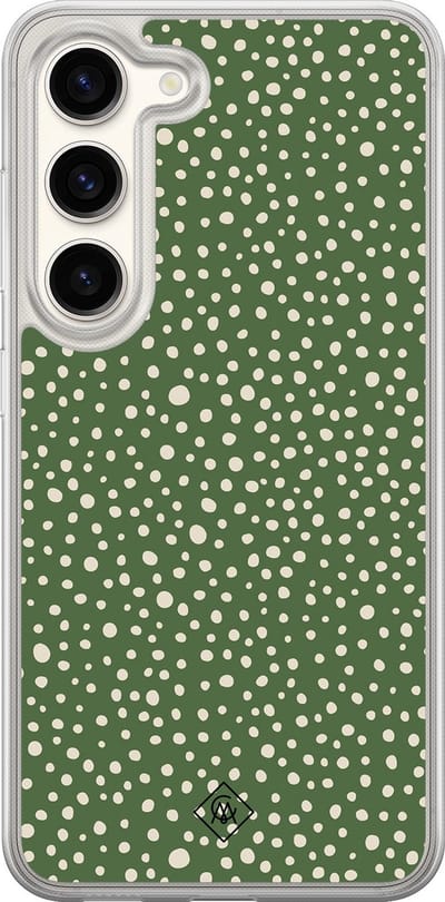 Casimoda® hoesje - Geschikt voor Samsung Galaxy S23 - Green Dots - 2-in-1 case - Schokbestendig - Gestipt - Verhoogde randen - Groen, Transparant