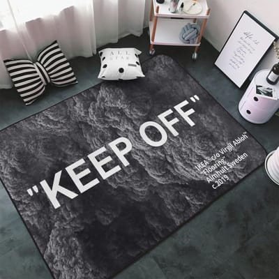 Moderne Minimalistische 'KEEP OFF' Tapijtmat Zwart Wit Grijs Textuur Perzisch Patroon Woonkamer Artistiek Huisdecoratie Kleed 80x120cm