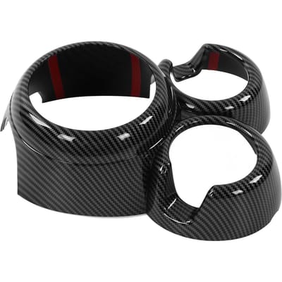 Carbon Fiber Style Gear Shift Cup Holder Cover Trims Replacement for Cooper Hatchback F55 F56 F57 black