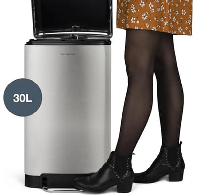 Compacte Roestvrijstalen Pedaalprullenbak 30L met Soft-Close Deksel en Uitneembare Binnenemmer
