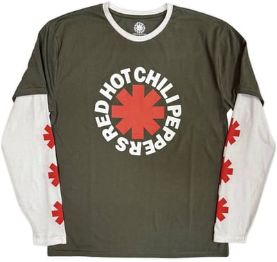Red Hot Chili Peppers - Classic Asterisk Longsleeve shirt - M - Groen/Wit