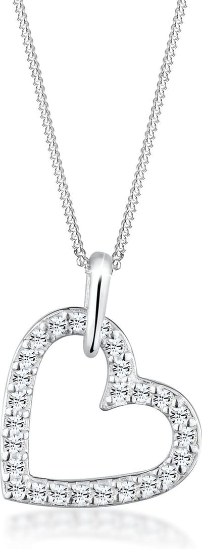 Elli Halsketting Ketting Hartje met Steentjes 925 Sterling zilver