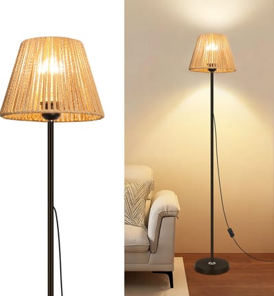 Oraymin Boho Rotan Vloerlamp 170cm - E27 Staande Lamp - Zonder Lamp - Woonkamer Slaapkamer