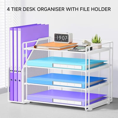 4-Laags Bureau Organizer Rechtopstaand voor A4 Documenten en Tijdschriften