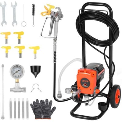 VEVOR Airless verfspuit met standaard, 900 W, 3300 psi, verfspuitsysteem met reinigingsborstel, slang, verlengstang en sproeiers, verfspuit voor woningen en gebouwen