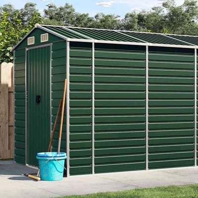 vidaXL - Tuinschuur - 191x725x198 - cm - gegalvaniseerd - staal - groen