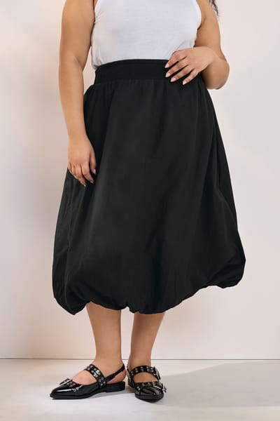 Yours Midaxi Rok Van Katoen Met Elastische Zoom In Zwart Size 46