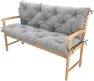 Bankkussen Met Rugleuning - Schommelkussen Tuinkussen - Comfortabel Zitten Buiten - Dubbelzijdig Bruikbaar - 120x50x50 cm - Zilver