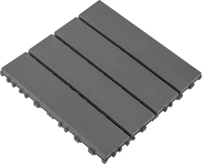 Kunststof Inklik Terrastegels, 44 Stuks Terrastegels, 30x30 cm Vierkante Waterdichte Buitentegels voor Alle Weersomstandigheden, Terrastegels voor Zwembad, Balkon, Tuin, DONKERGRIJS