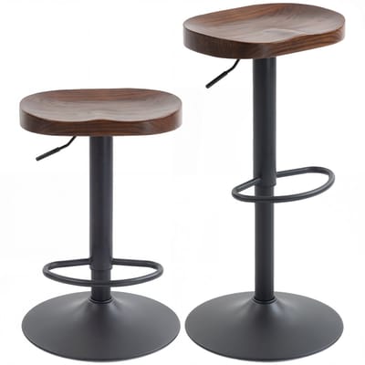 HOMCOM Barkruk-Iepenhout, Metaal-41,5 cm x 41,5 cm x 82 cm-Donkerbruin