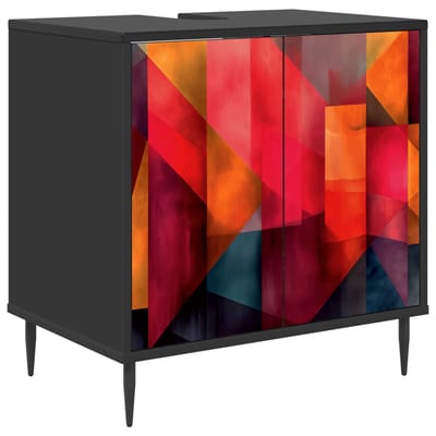 vidaXL - Badkamerkast - HEESCH - Zwart - eiken - 60 - x - 40 - x - 61 - cm - Bewerkt - hout