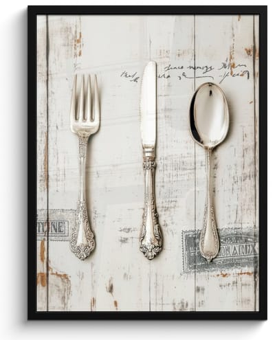 Poster in lijst - Fotolijst 50x70 cm - Posters - Zilver - Bestek - Hout - Posterlijst zwart - Decoratie - Wanddecoratie woonkamer - Muurdecoratie slaapkamer