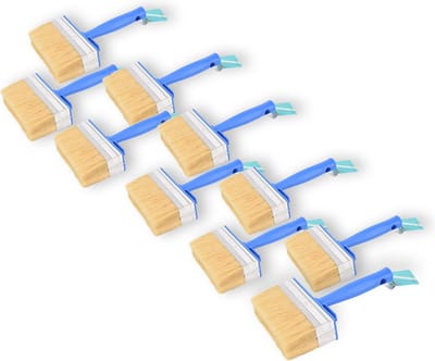 Professionele Blauwe Blokkwastenset van Plastic - Set van 10 Stuks - Geschikt voor Water- en Olie-gebaseerde Verf - 40x140mm Verfkwasten