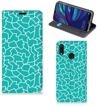 Huawei Y7 hoesje Y7 Pro (2019) Bookcase Cracks Blue