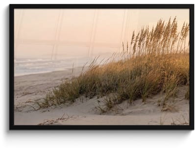 Poster in lijst - Fotolijst 90x60 cm - Posters - Duinlandschap - Zonsondergang - Strand - Posterlijst zwart - Decoratie - Wanddecoratie woonkamer - Muurdecoratie slaapkamer