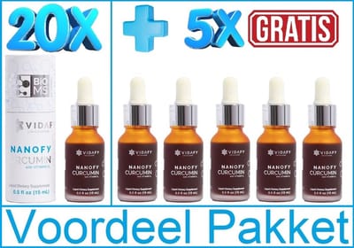 Nanofy Curcumin 15ml Vidafy 20 flessen + 5 gratis flessen Voordeelpakket 25 in 1