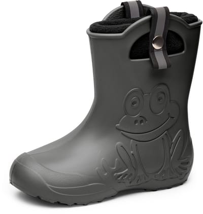 Ladeheid Kinder Regenlaarzen – Lichtgewicht Rubberen – Laarzen – Thermovoering – Meisjes – Jongens – Antislip – Regenlaarzen – Kinder – Carbone – 22/23 – LA-CA-Frog245