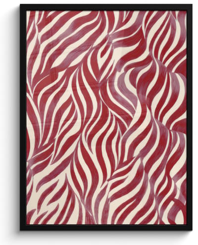 Poster in lijst - Fotolijst 50x70 cm - Posters - Golvende vormen - Abstract - Rood - Posterlijst zwart - Decoratie - Wanddecoratie woonkamer - Muurdecoratie slaapkamer
