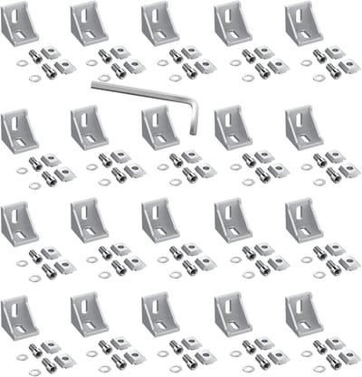 Hoekbevestigingen Aluminium - Verbindingsstukken Profielen - Constructie Versterken - Voor 40x40 & 40x80 - 39x39x35 mm - Zilver