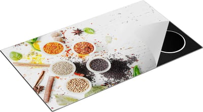 Chefcare Inductie Beschermer Kruidenbakjes op een Witte Houten Tafel - 90x50 cm - Afdekplaat Inductie - Kookplaat Beschermer - Inductie Mat