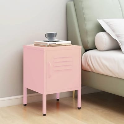 Nachtkastje - Sidetable Kastje - Slaapkamer Opbergen - Verstelbare Legplank - 35x35x51 cm - Roze