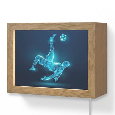 Wandlamp 20x15 cm - Oplaadbaar - Voetballer - Blauw - Neon - Wandlampen binnen woonkamer - Slaapkamer lamp met kabel - Decoratieve nachtlamp - Vloerlamp snoer
