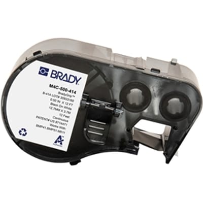 Brady M4C-500-414 polyester klitmateriaal labels zwart op wit | 12,70 mm x 3,66 m (origineel)
